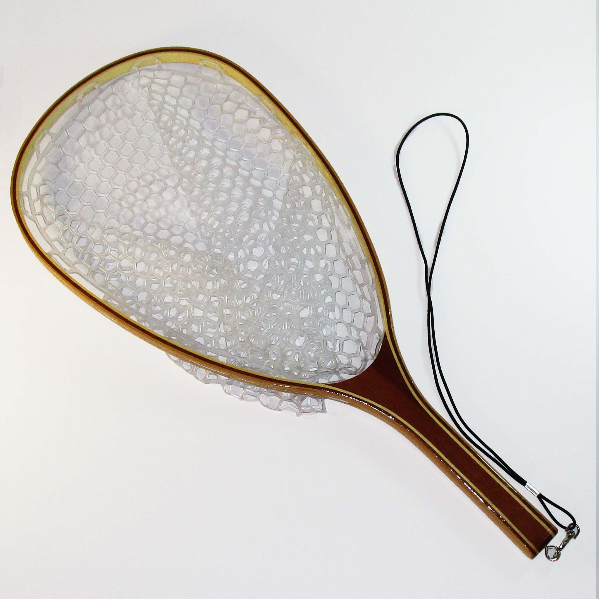 Fishing net with a brown handle